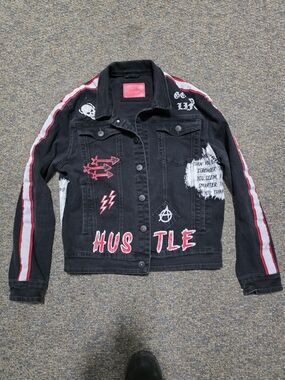 Kloud9 Painted Graphic Denim Jacket – 2XL – Black – Streetwear